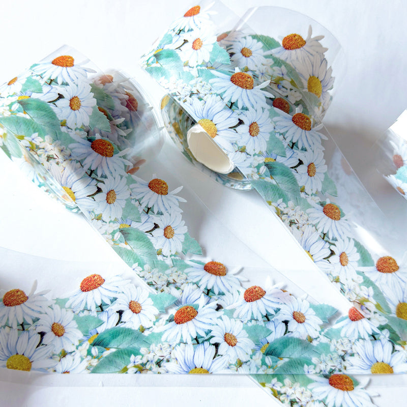Daisy Dream in Green Rhyme PET Tape featuring dream, and green designs for journaling, scrapbooking and collage