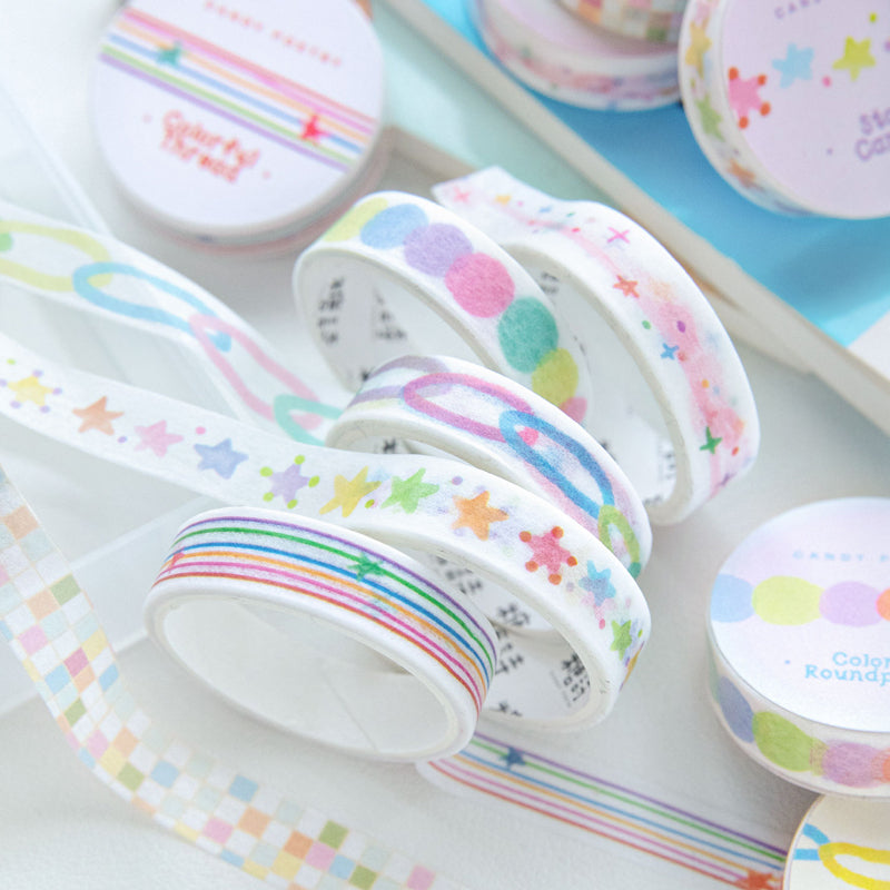 Colorful Candy Notes Series Washi Tape featuring color designs for journaling, scrapbooking and collage