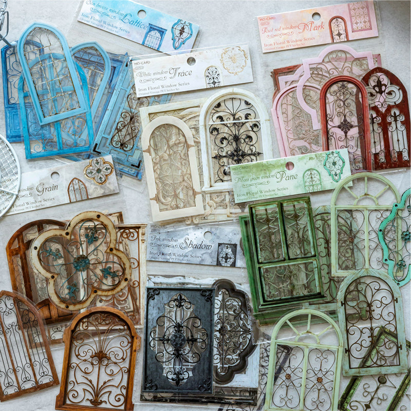 Ironwork Stained Window Series Sticker featuring wind designs for journaling, scrapbooking and collage