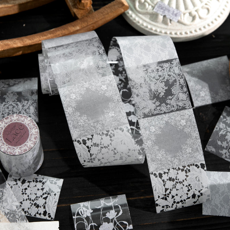 Lace Old Color Series PET Tape featuring old, lace, and color designs for journaling, scrapbooking and collage