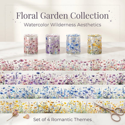Words In The Flowers Series PET Tape featuring flower designs for journaling, scrapbooking and collage