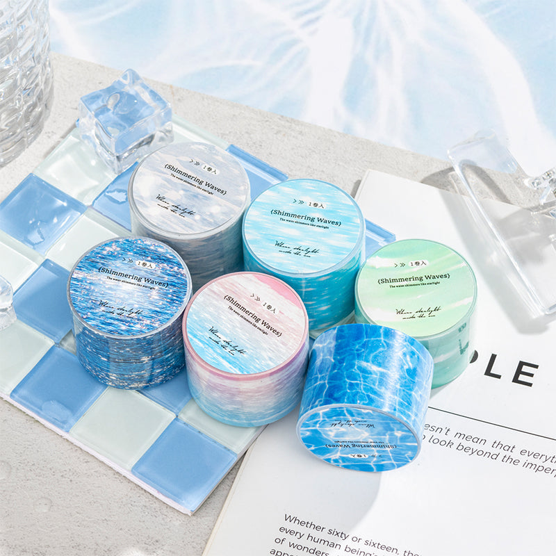 Glittering Waves Series Washi Tape featuring wave designs for journaling, scrapbooking and collage