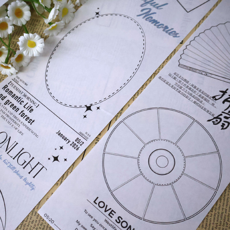 12cm*250cm Geometric Fragments Die Cutting Washi Tape for journaling, scrapbooking and collage