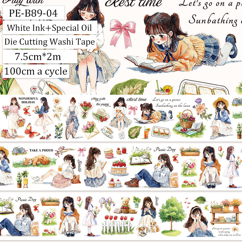 Spring Day Picnic Die Cutting Washi Tape featuring spring designs for journaling, scrapbooking and collage