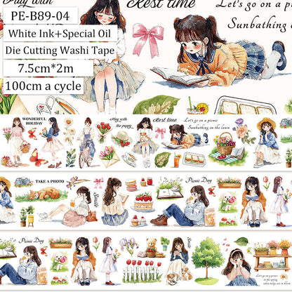 Spring Day Picnic Die Cutting Washi Tape featuring spring designs for journaling, scrapbooking and collage