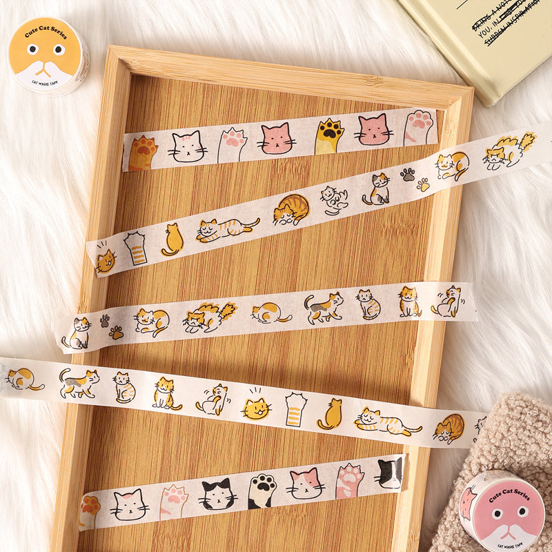 Cute Cat Series Washi Tape featuring cat designs for journaling, scrapbooking and collage