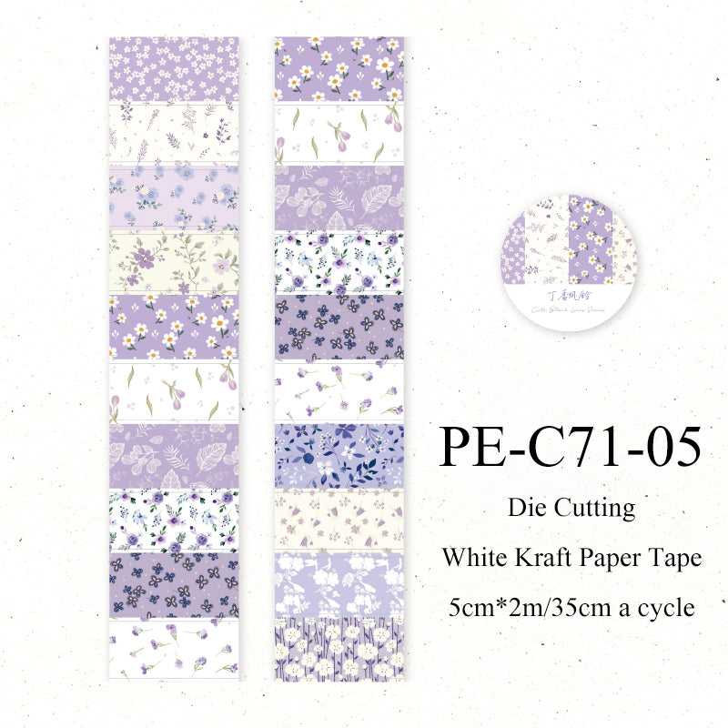 Flower letter series Die Cutting White Kraft Paper Tape
