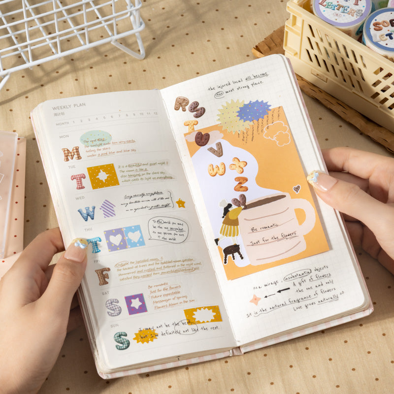 Soft Letters Series Die Cutting PET Tape featuring letter designs for journaling, scrapbooking and collage