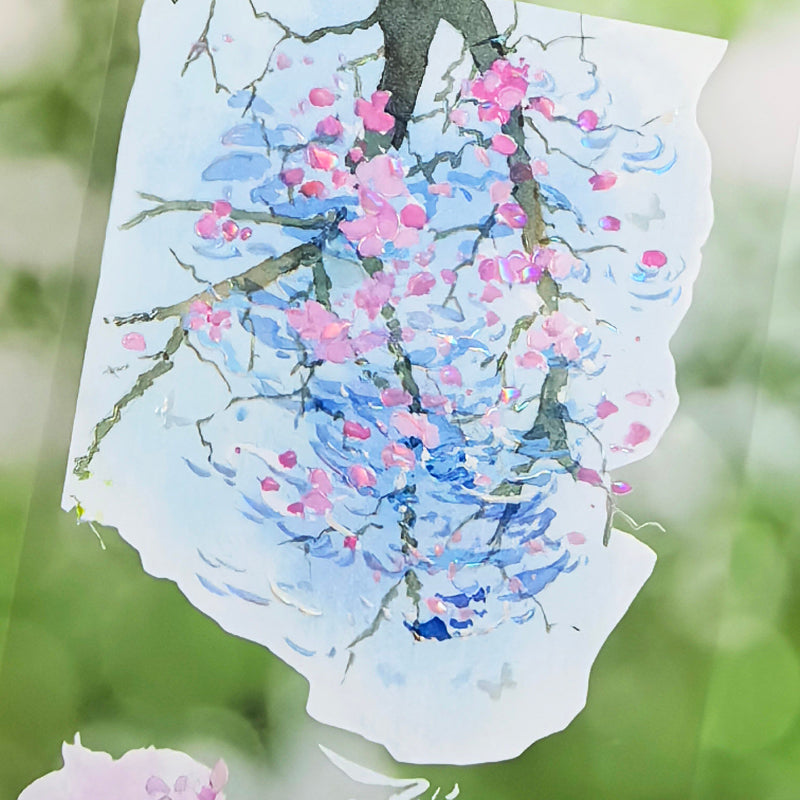6.5cm*110cm Spring Water Shell Light PET Tape featuring spring, and light designs for journaling, scrapbooking and collage