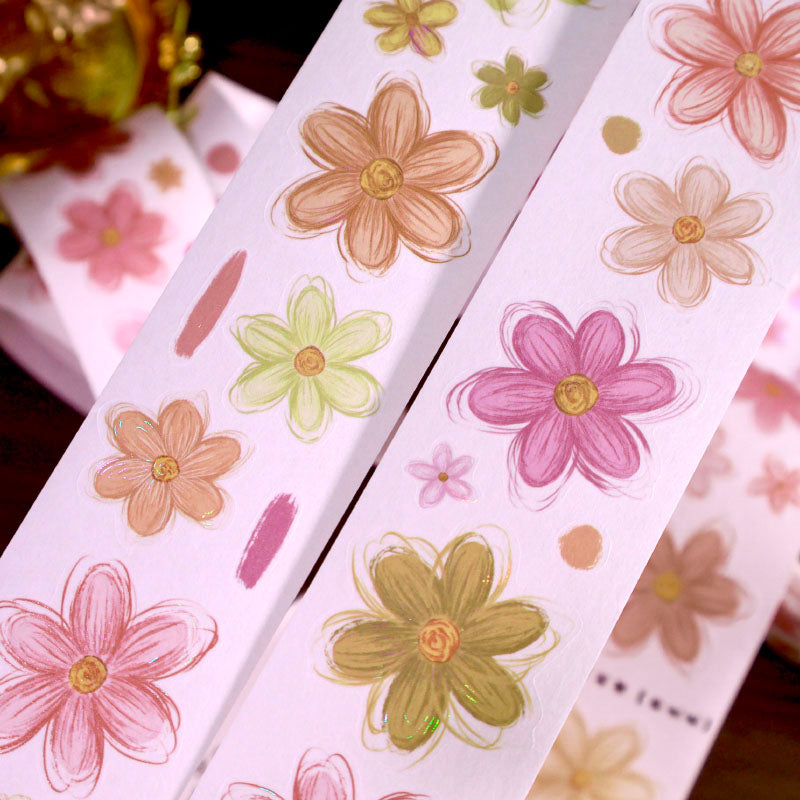 Whole Roll 4cm*4.8m Muffin Flower Die Cutting Shell Light Washi/PET Tape