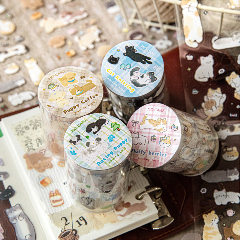 Kitten and puppy business series Die Cutting PET Tape for journaling, scrapbooking and collage