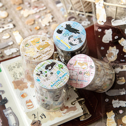 Kitten and puppy business series Die Cutting PET Tape for journaling, scrapbooking and collage