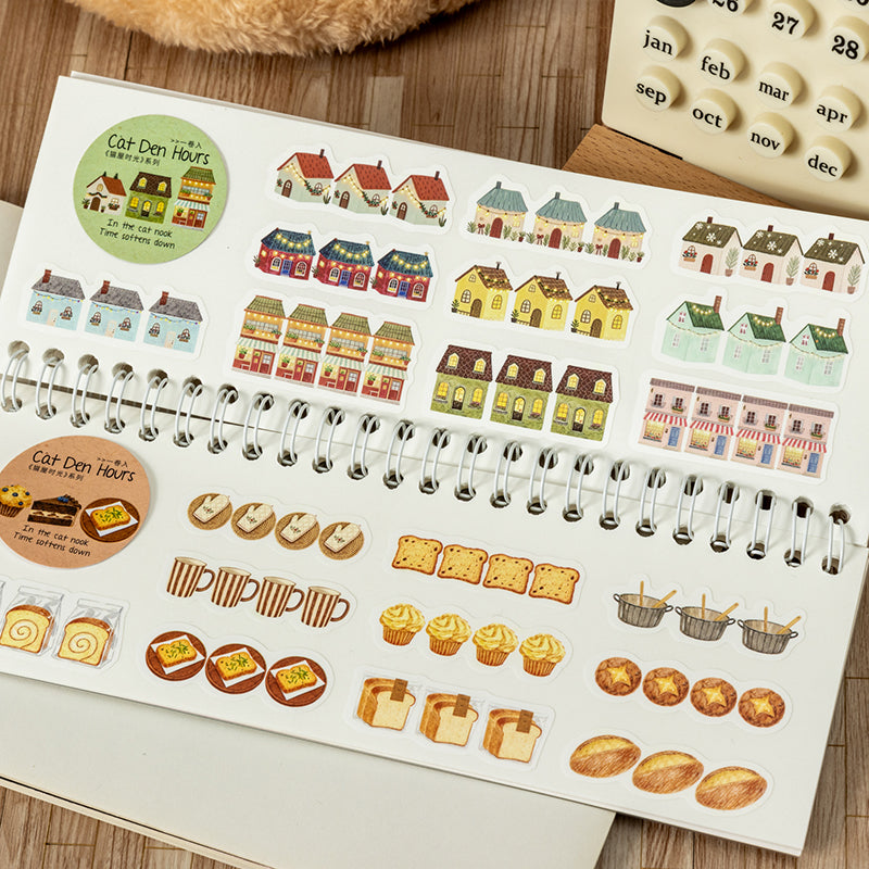 Cat Den Hours Series Die Cutting Self-adhesive Tape featuring cat designs for journaling, scrapbooking and collage