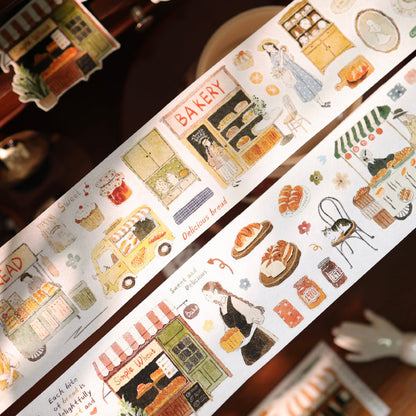 5.5cm*100cm Daily Life Of Bakery Die Cutting Washi/Fog PET Tape for journaling, scrapbooking and collage