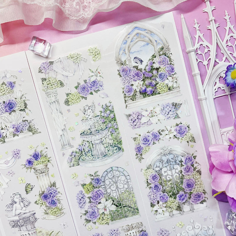 7cm*110cm Dream Garden of Flowers Shell Light PET Tape featuring garden, dream, and flower designs for journaling, scrapbooking and collage