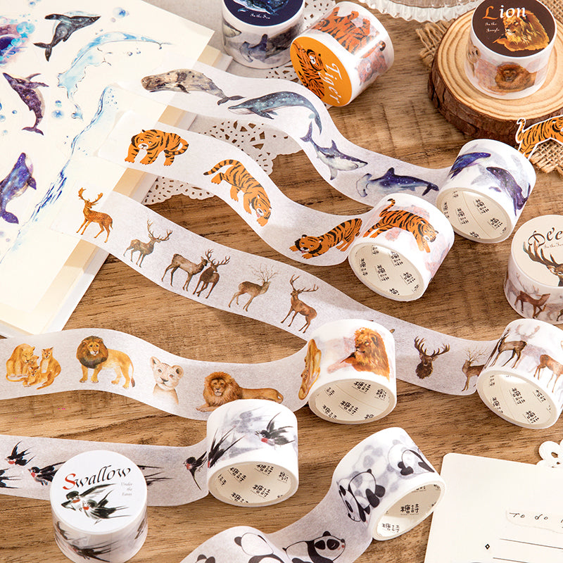 Mysterious Animal Series Washi Tape featuring animal designs for journaling, scrapbooking and collage