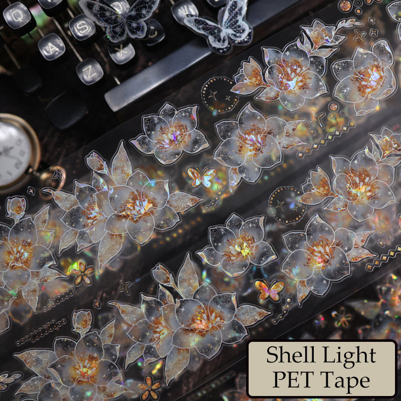 6cm*100cm Fragrant Orchids Die Cutting Shell Silver/Gold/Light PET Tape