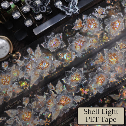 6cm*100cm Fragrant Orchids Die Cutting Shell Silver/Gold/Light PET Tape