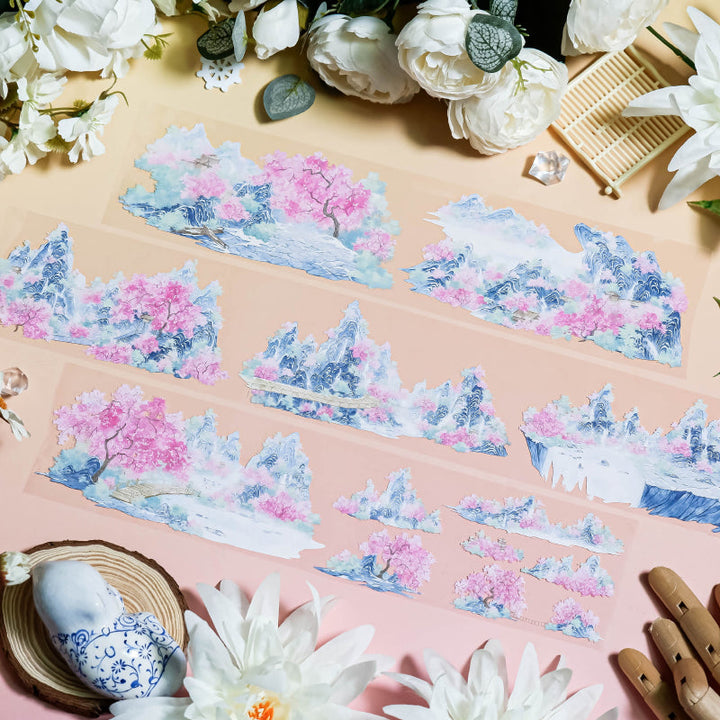 7cm*100cm Peach Blossom Realm PET Tape featuring peach designs for journaling, scrapbooking and collage