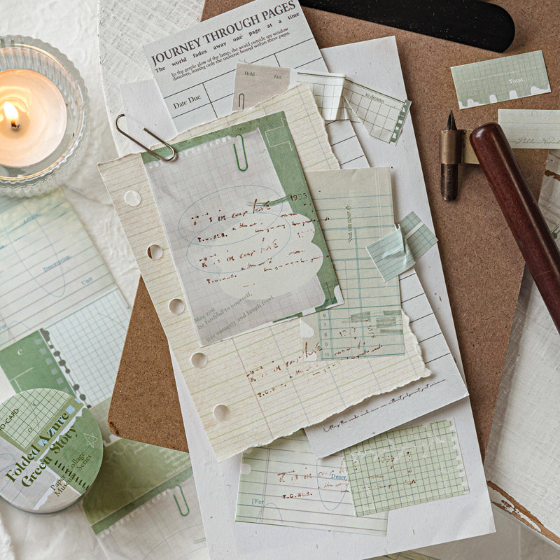 Collage Gallery Series Die Cutting White Kraft Paper Tape featuring white designs for journaling, scrapbooking and collage