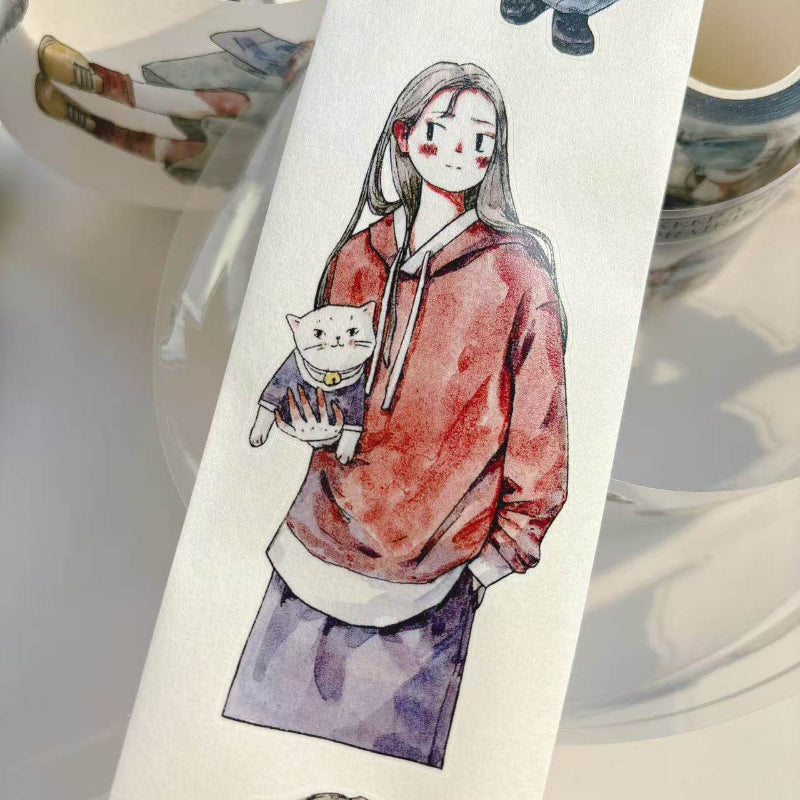 5.5cm*333cm Slow paced narrative Die Cutting Washi/PET/Fog PET Tape for journaling, scrapbooking and collage