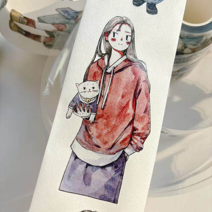 5.5cm*333cm Slow paced narrative Die Cutting Washi/PET/Fog PET Tape for journaling, scrapbooking and collage