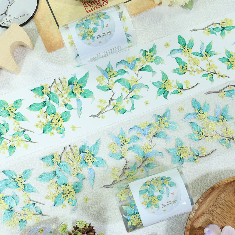Glod Osmanthus Die Cutting Washi/Shell Light PET Tape featuring light designs for journaling, scrapbooking and collage