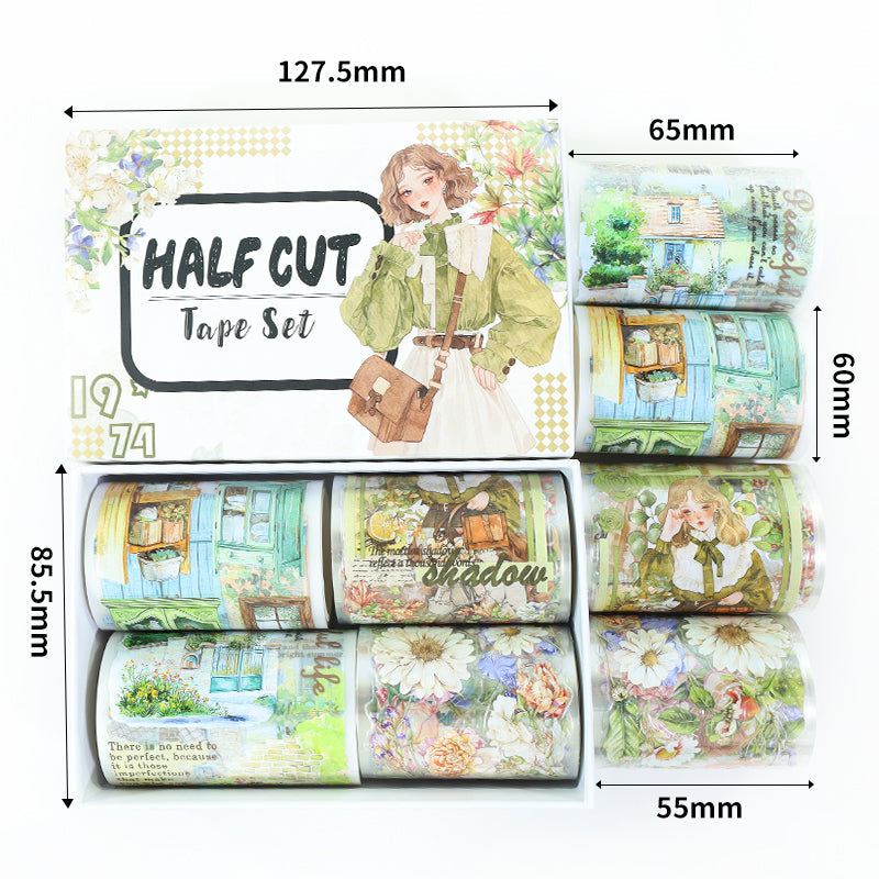 Breeze and green lawn Die Cutting PET/Fog PET Tape featuring green designs for journaling, scrapbooking and collage