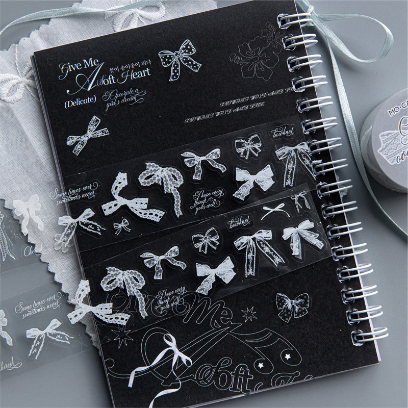 Bow Party Series Die Cutting PET Tape featuring party designs for journaling, scrapbooking and collage