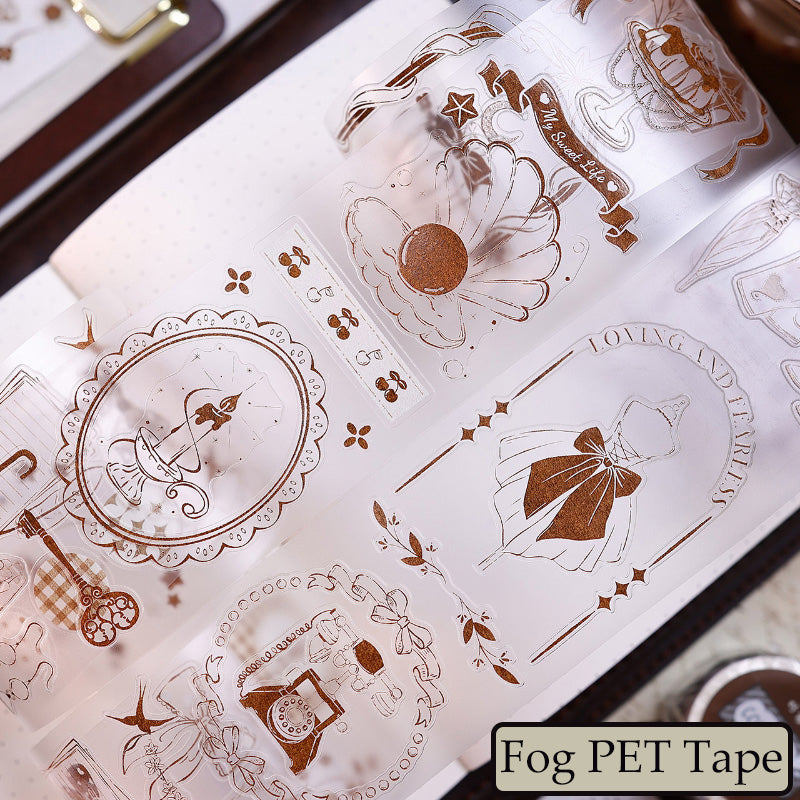 Whole Roll 5cm*5m Caramel Collection Die Cutting Washi/Fog PET Tape
