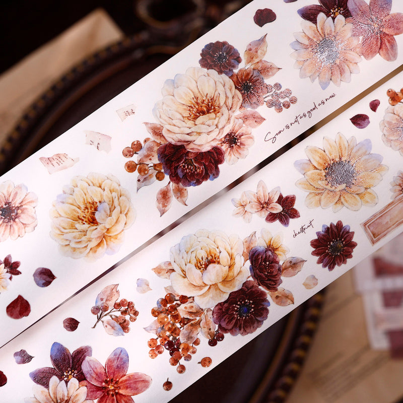 Peony Flower Narrative Die-Cutting Washi Tape - Whole Roll 5.5cm×5m