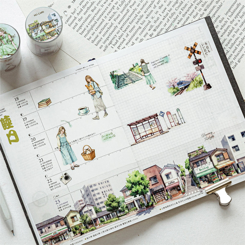 Green Vision Collection Series Die Cutting Fog PET Tape featuring green designs for journaling, scrapbooking and collage