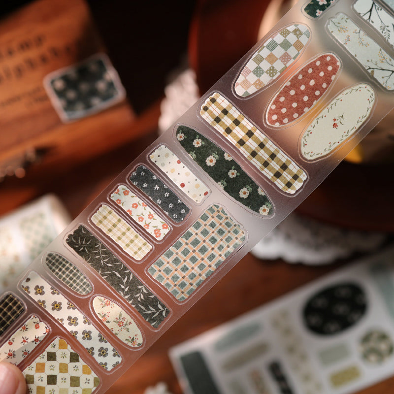 Whole Roll 5cm*5m Printed Floral Patchwork Die Cutting Washi/Fog PET Tape featuring floral designs for journaling, scrapbooking and collage