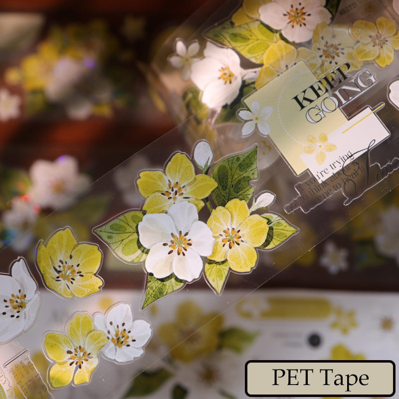 5.5cm*150cm Creamy Peach Blossoms Die Cutting Washi/PET/Shell Light PET Tape