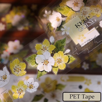 5.5cm*150cm Creamy Peach Blossoms Die Cutting Washi/PET/Shell Light PET Tape