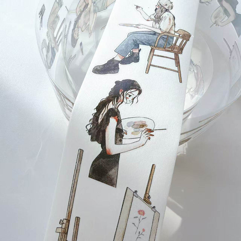 6cm*333cm Drawing girl Die Cutting Washi/PET/Fog PET Tape featuring girl designs for journaling, scrapbooking and collage
