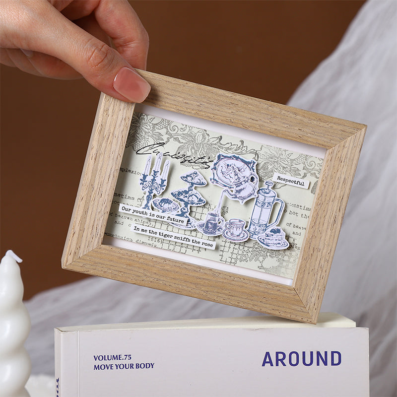 Antique Tea Chat series Die Cutting Writing Tape featuring tea designs for journaling, scrapbooking and collage