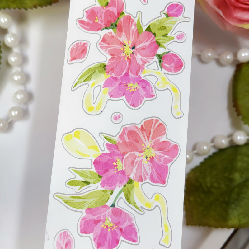Whole Roll 5cm*5m Pine Ccented flower Washi/Self-adhesive/Shell Light PET Tape featuring flower, and light designs for journaling, scrapbooking and collage