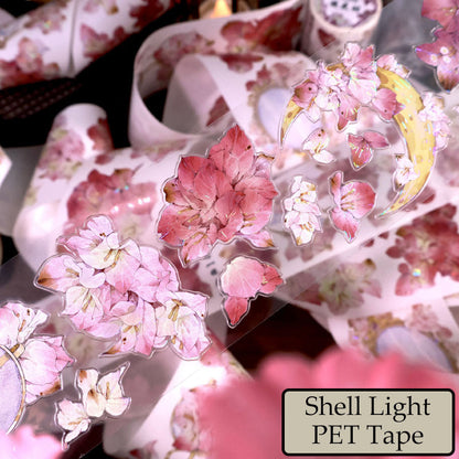 Whole Roll 6cm*5m Flower Mirror Die Cutting Shell Light Washi/PET Tape