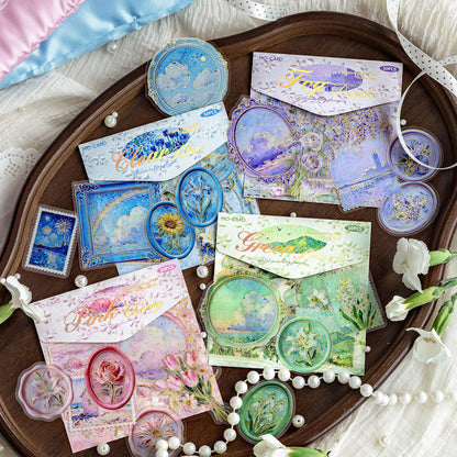 Oil Painting Floral Sentiment Series Sticker featuring floral designs for journaling, scrapbooking and collage