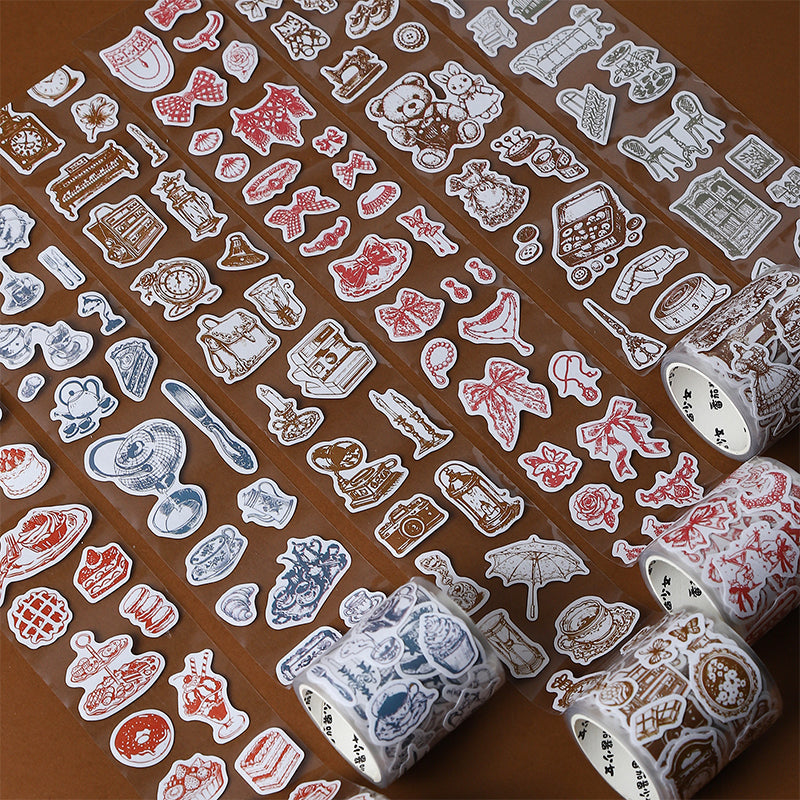Antique Tea Chat series Die Cutting Writing Tape featuring tea designs for journaling, scrapbooking and collage