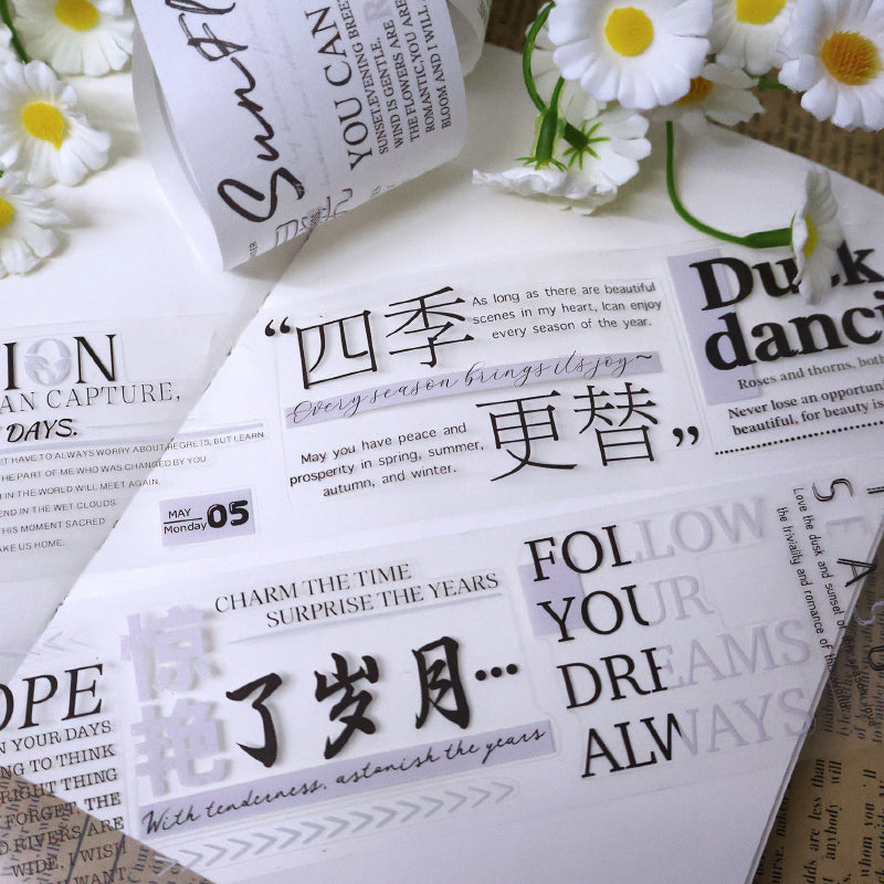 5cm*100cm Between the lines Die Cutting Washi/PET Tape for journaling, scrapbooking and collage