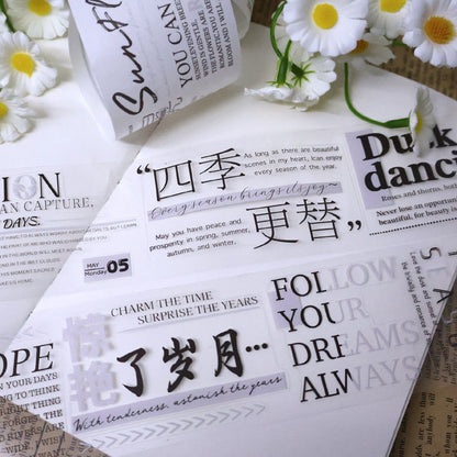 5cm*100cm Between the lines Die Cutting Washi/PET Tape for journaling, scrapbooking and collage