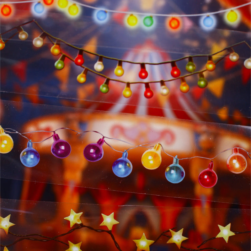 Colorful String Lights Series PET Tape featuring light, and color designs for journaling, scrapbooking and collage