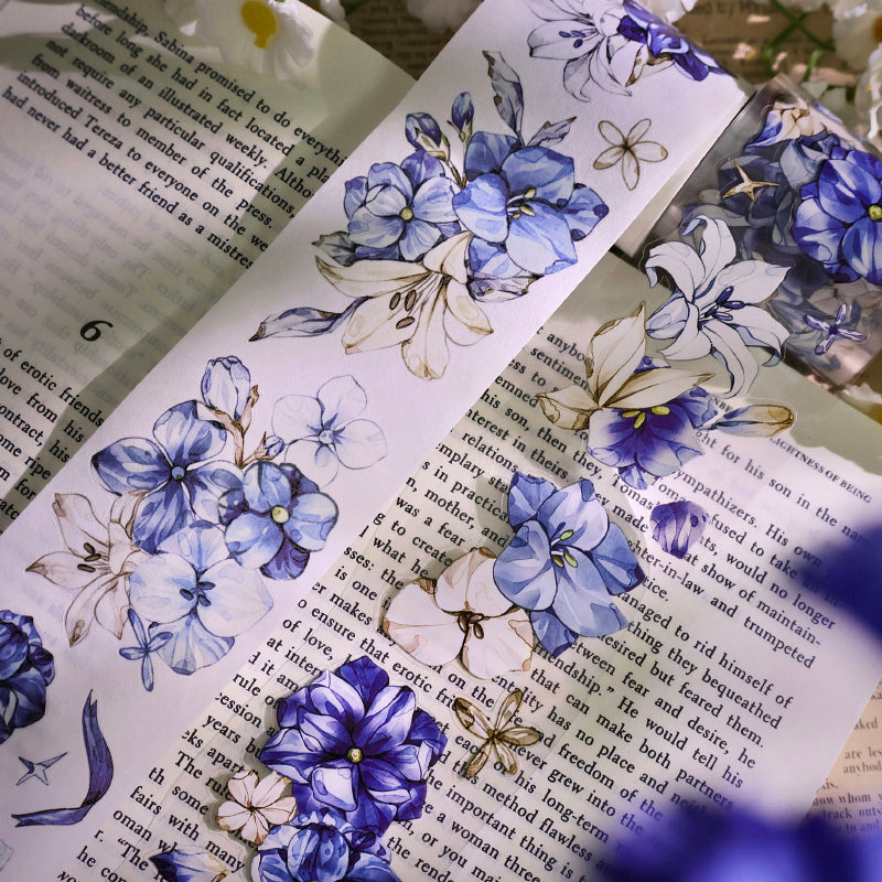 Whole Roll 5.5cm*5m Lan Yue Bai Die Cutting Washi/PET/Shell Silver PET Tape featuring silver designs for journaling, scrapbooking and collage