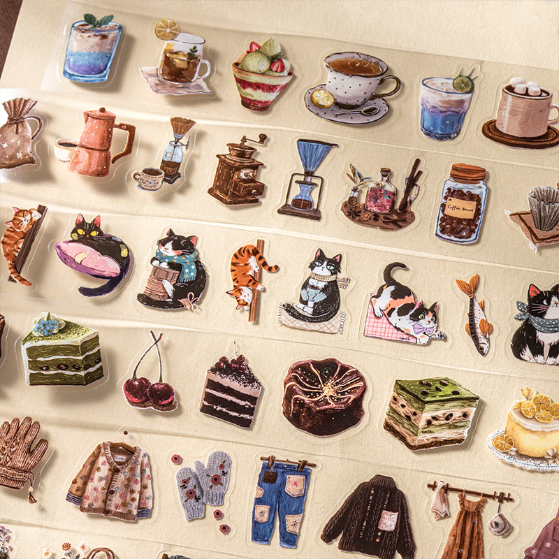 Leisure Moments Series Die Cutting PET Tape featuring leisure designs for journaling, scrapbooking and collage