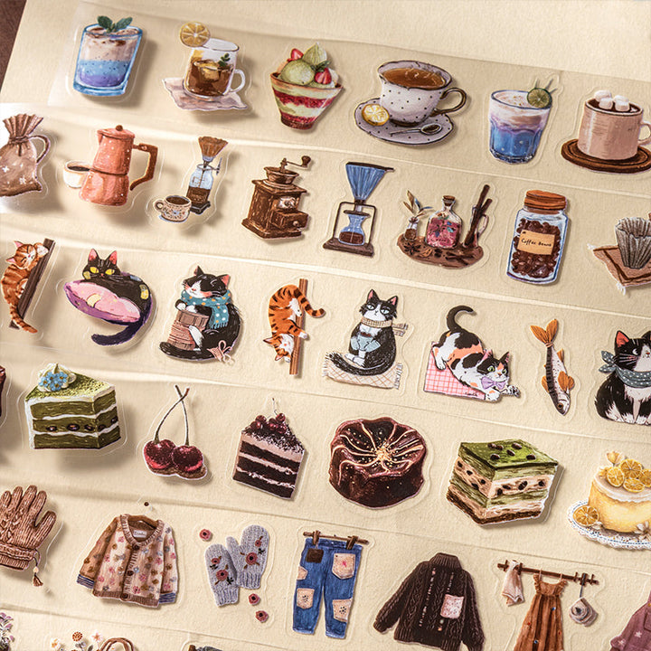 Leisure Moments Series Die Cutting PET Tape featuring leisure designs for journaling, scrapbooking and collage