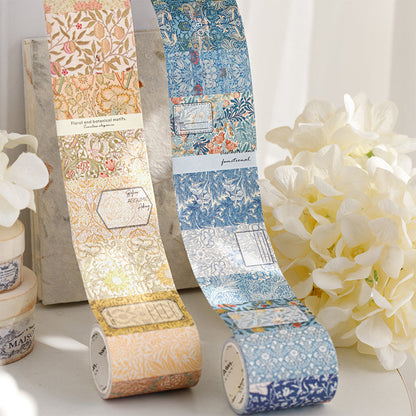 Maurice's flower paper Series Die Cutting White Kraft Paper Tape featuring white, and flower designs for journaling, scrapbooking and collage