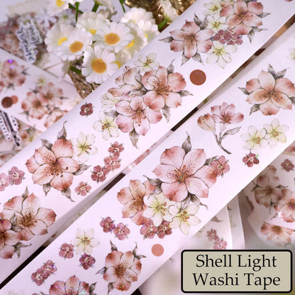 Pink Mist Flower Die-Cutting Washi Tape - Whole Roll 5cm×5m