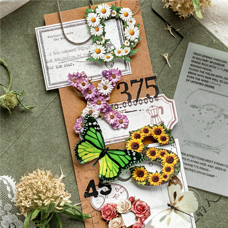 Forest Alphabet Guide Series Sticker featuring forest designs for journaling, scrapbooking and collage